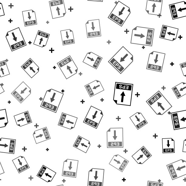 黑色EPS文件文档图标。下载EPS按钮图标隔离无缝模式上的白色背景。矢量图图片下载