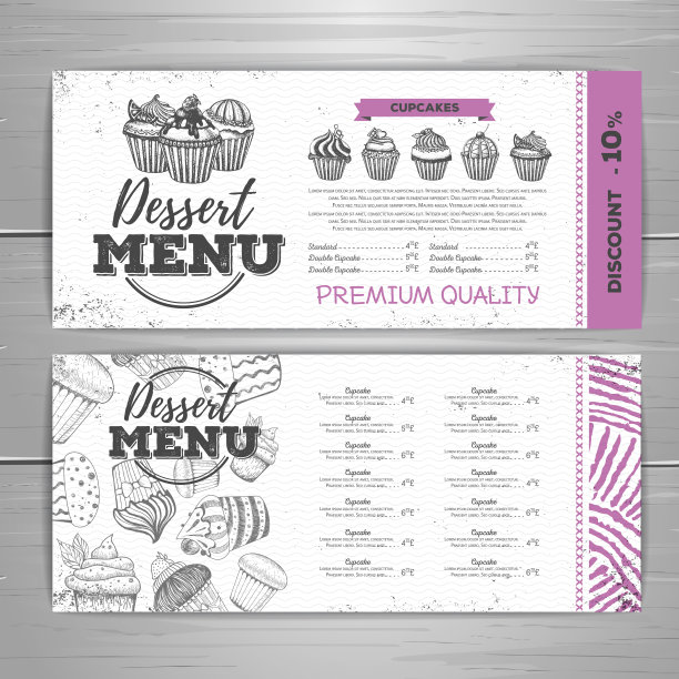 复古甜点菜单设计。甜蜜的蛋糕图片下载