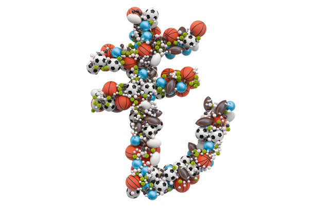 里拉符号从运动游戏球，3D渲染孤立在白色背景图片下载