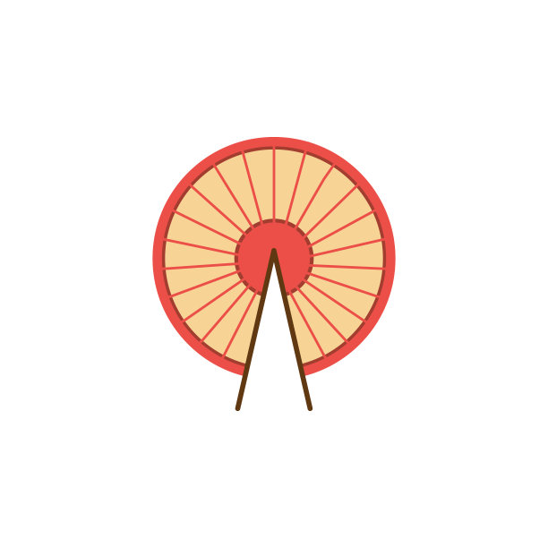 圆形的中国或日本风扇图标，平面卡通矢量插图孤立。图片下载