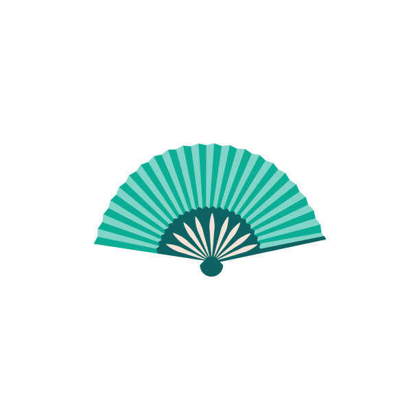 亚洲蓝绿色卡通图标或标志，平面矢量插图孤立。图片下载