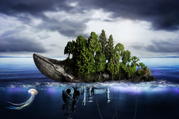 控制论鲸鱼是海洋中水母的朋友图片下载