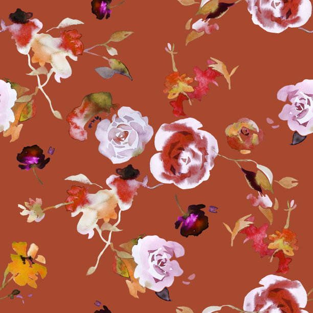 花无缝图案与玫瑰图片下载