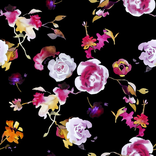 花无缝图案与玫瑰图片下载