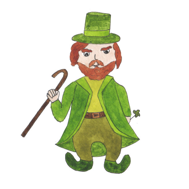 小妖精。爱尔兰节日的象征之一是“圣帕特里克节”。图片下载