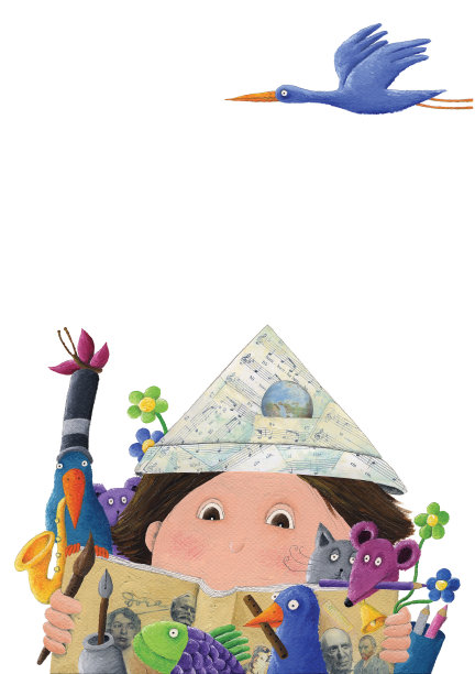 男孩的插画和珠饰的美素材图片