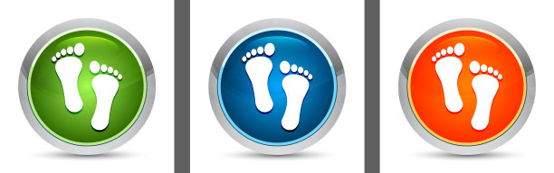 人类两个脚印图标现代设计圆形按钮设置插图图片下载