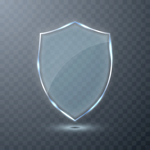 透明背景上的透明玻璃屏蔽。矢量图图片下载