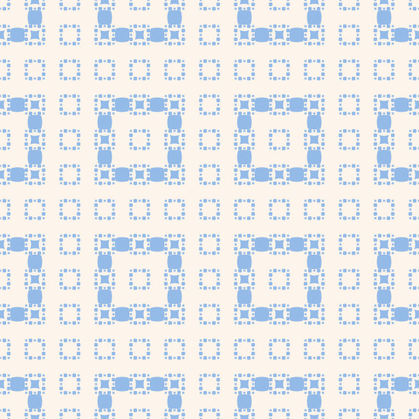 向量蓝色和米色抽象几何无缝模式与小正方形形状。图片下载