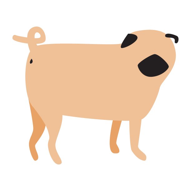 帕格孤立的蓝色背景作为儿童和婴儿的角色，斯堪的纳维亚矢量股票插图与涂鸦狗打印图片下载