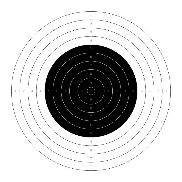 靶场上用于射击练习的有明显靶心的圆形射击目标。图片下载