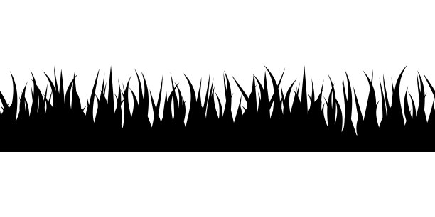 全景无缝草地剪影的脚和设计。图片下载