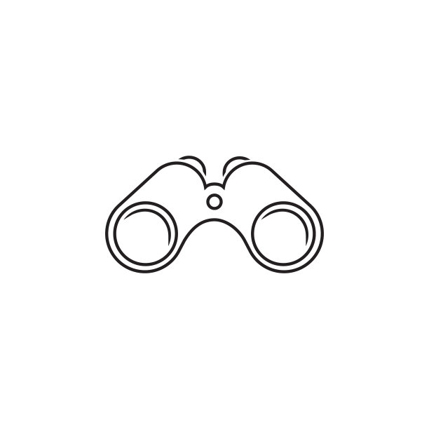 白色背景上的双筒望远镜线条图标矢量插画图片下载