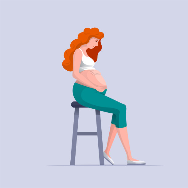 年轻的孕妇把她的手放在她的肚子上。图片下载