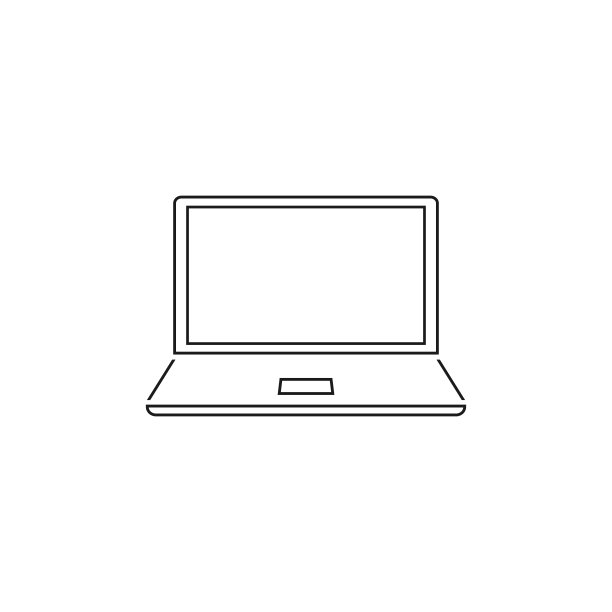 笔记本电脑线图标设备，办公室。向量图片下载
