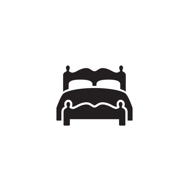 双人床矢量图标上的白色图片下载