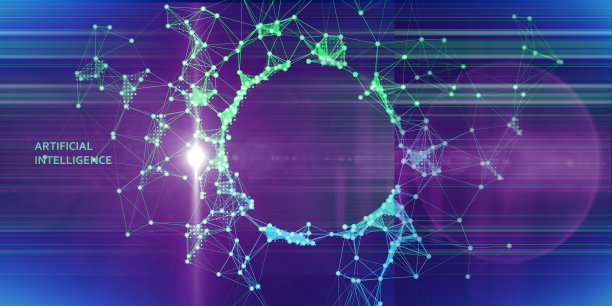 分析大数据的抽象多边形概念。商业和科学未来可视化。人工智能。图片下载