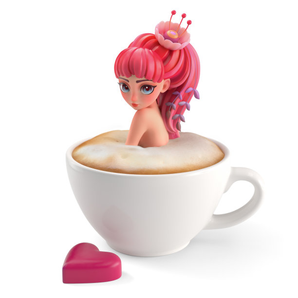 有卡布奇诺杯和心形巧克力的浪漫情人节。图片下载