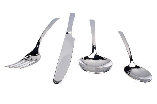 一套叉、刀、勺孤立在白色上。图片下载