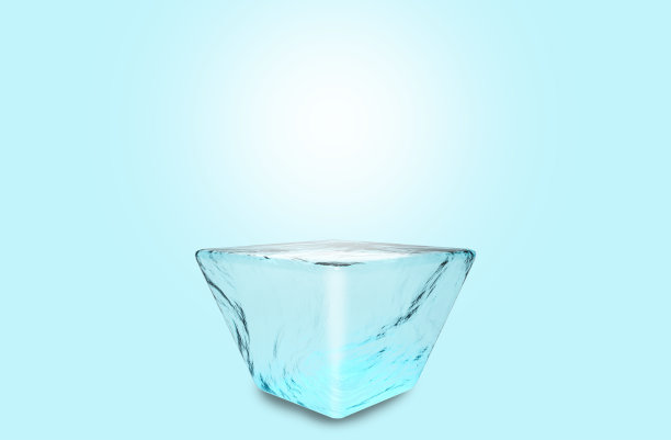 蓝色背景上的冰块图片下载