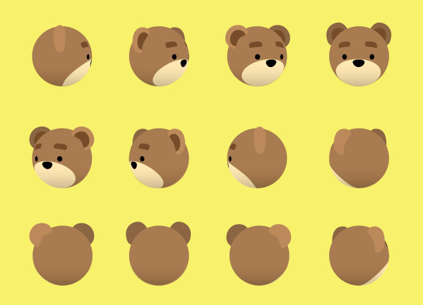 动物头熊动画旋转矢量插图-01图片下载