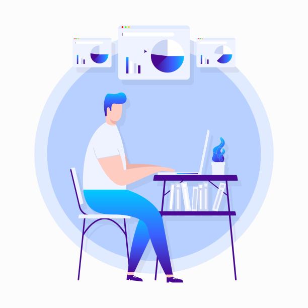 电脑前的那个人。素材图片