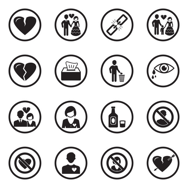 分手图标。圆形的黑色平面设计。矢量插图。图片下载