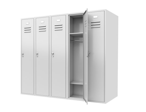 金属健身房封闭的储物柜。3 d渲染图图片下载