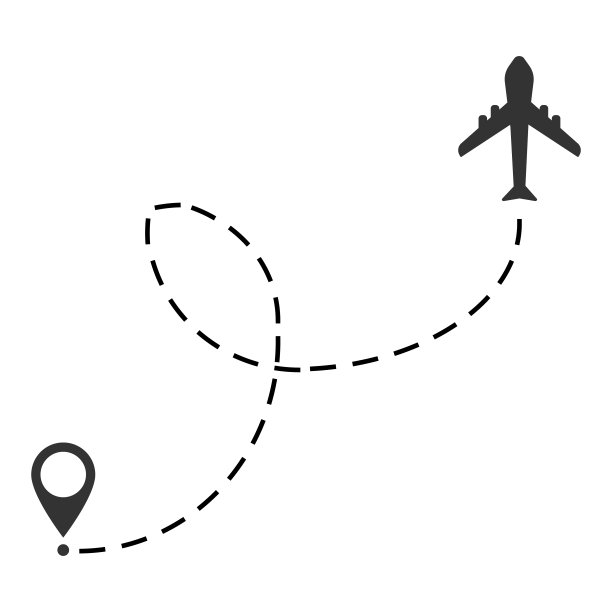飞机航线图标隔离在白色背景上。矢量插图。素材图片