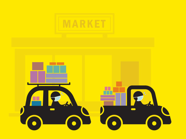 在市场上抢购医用口罩的人。图片下载