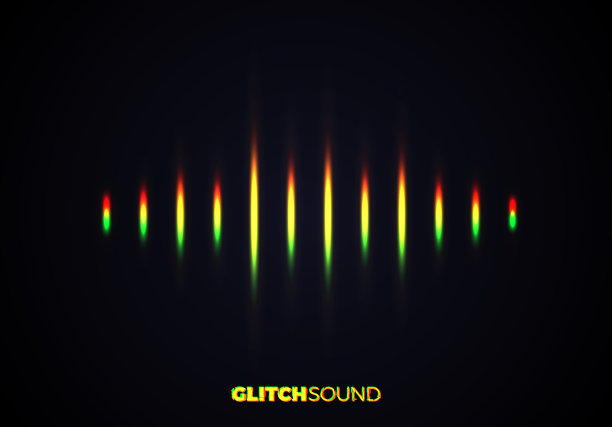 带有音乐音量峰值和色彩故障效果的音频或声波图片下载