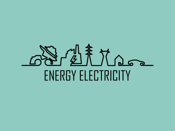 单线插图的家庭电力能源电力系统由化石燃料，发电厂，输电塔，家庭和电动汽车图片下载