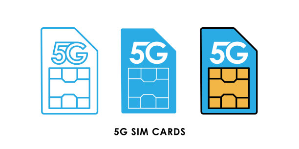 5G SIM卡图标标志矢量插图。5G互联网连接矢量模板设计。5G SIM卡技术矢量插图为网站，标志，符号，标志，应用程序，UI。图片下载