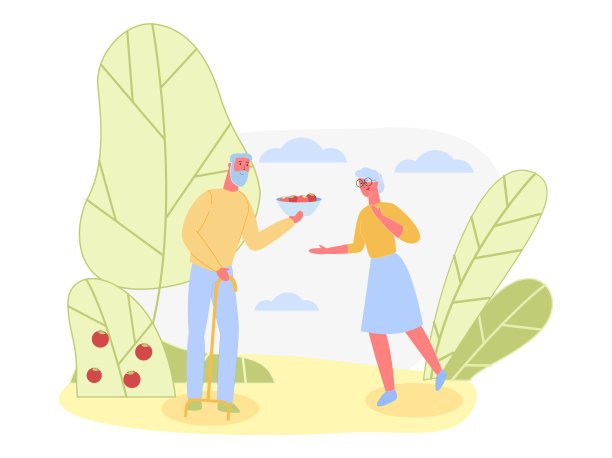 老两口一起收获好收成红果实图片下载