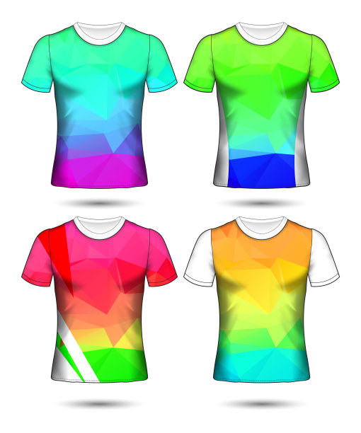 t恤模板抽象几何集合不同颜色多边形马赛克图片下载