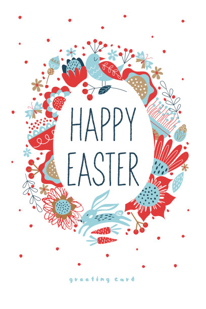 复活节快乐。贺卡矢量模板。图片下载