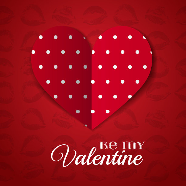 红纸点缀着心形情人节卡片，上面印着红色的吻唇背景。是我的情人。每股收益10图片下载
