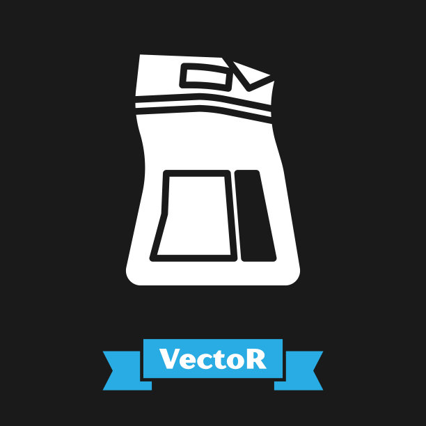 白色水泥袋图标孤立在黑色背景。矢量图图片下载