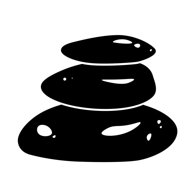 温泉石雕图标设计。按摩治疗，健康向量黑色剪影标志。放松、冥想的概念。美容院自然护理象形图。禅宗平衡的象征。三块岩石堆图片下载