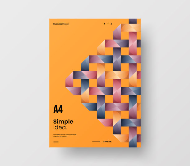 惊人的业务表示向量A4垂直方向的首页模拟。现代企业报表封面抽象几何插图设计布局。公司身份手册模板。图片下载