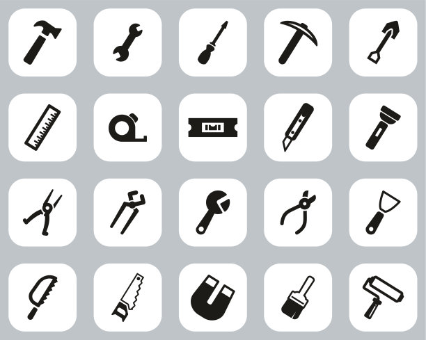 工具图标黑白平面设计设置大图片下载