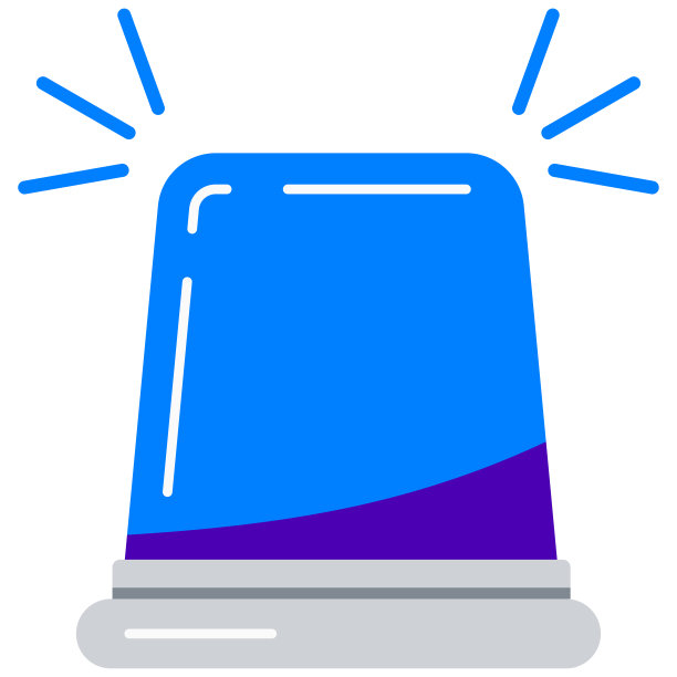 蓝色闪光警报器矢量图标孤立在白色背景上。图片下载