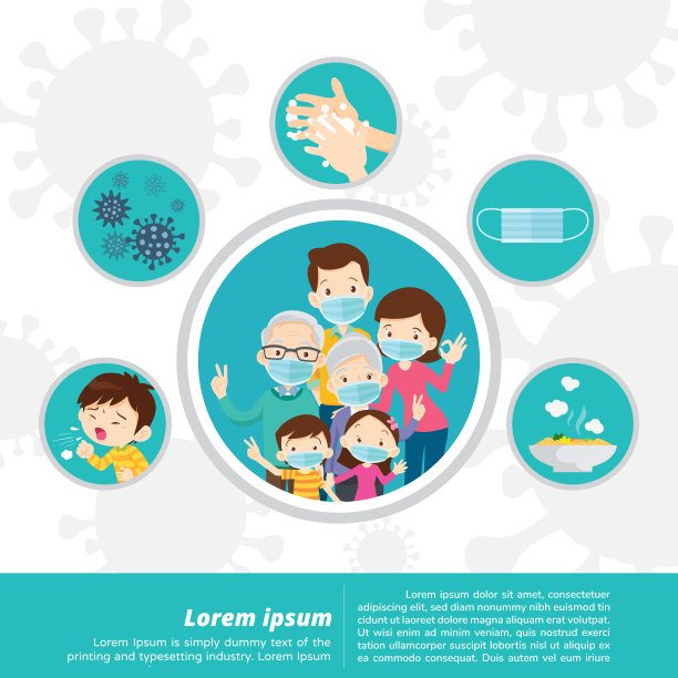 家人和祖父母戴防护医用口罩图片下载