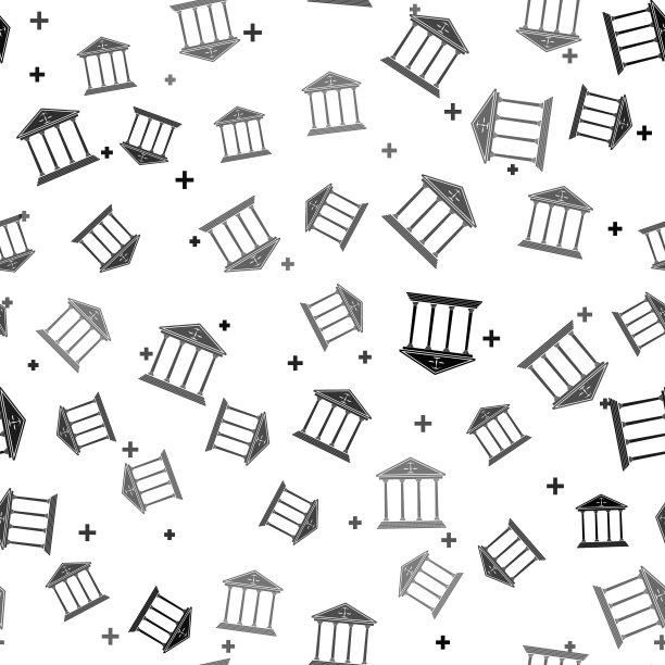 黑色法院大楼图标隔离无缝模式的白色背景。矢量图图片下载