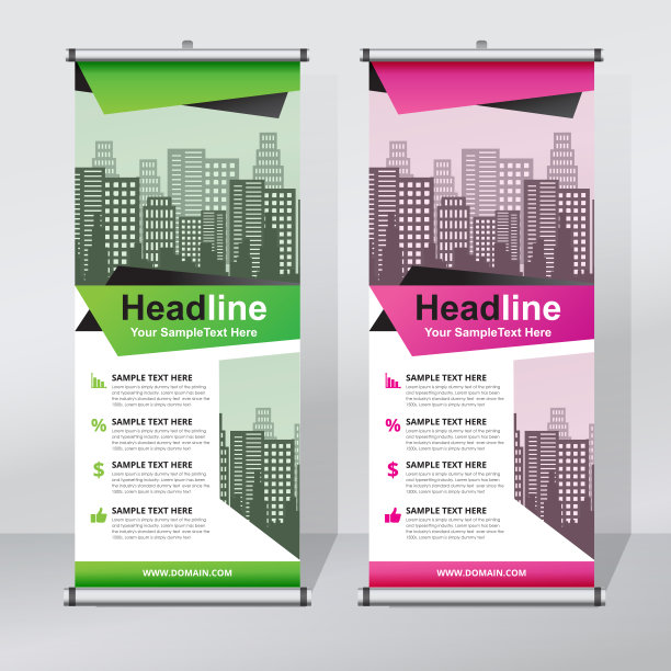 卷起横幅设计模板，抽象背景，拉起设计，x-横幅，矩形大小。图片下载