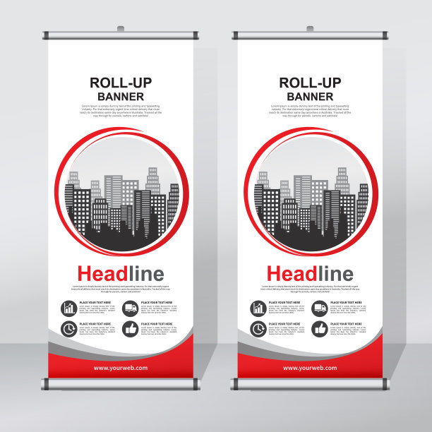 卷起横幅设计模板，抽象背景，拉起设计，x-横幅，矩形大小。图片下载