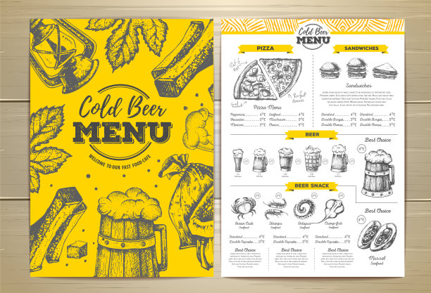 复古冰啤酒菜单设计图片下载
