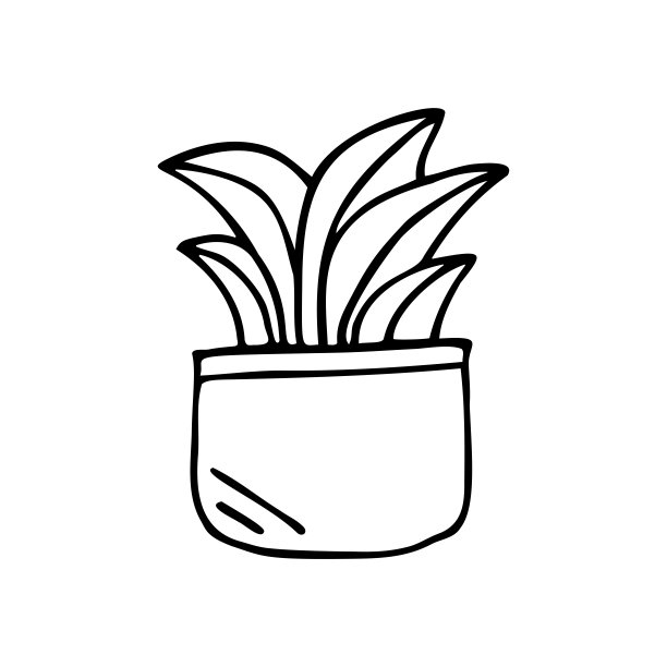 手绘花在一个盆中孤立在一个白色的背景。涂鸦，简单的大纲插图。可用于纺织品、纸张的装饰。图片下载