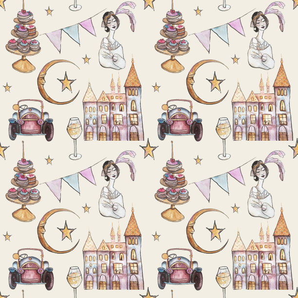 20年代款无缝图案图片下载