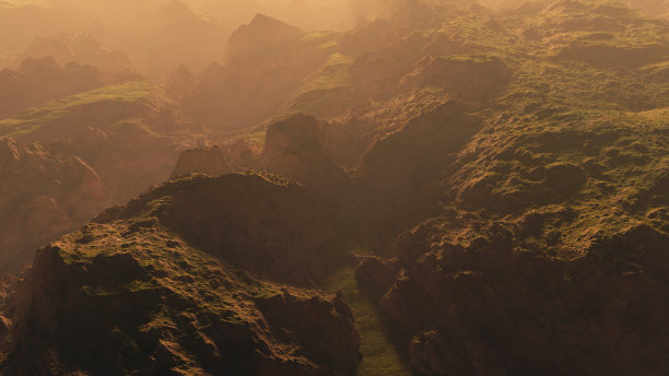 朦胧的山景数字生成。图片下载